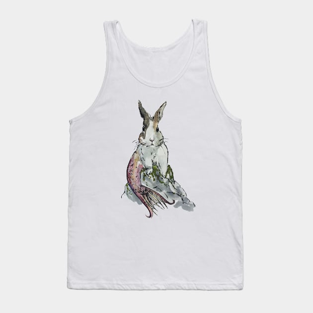 Mermaid Bunny on Rock Tank Top by aquabun